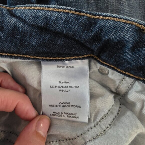 Silver Jeans Co. Button Fly Distressed Jeans | Size 34/27 | Raw Hem Denim - Picture 2 of 16